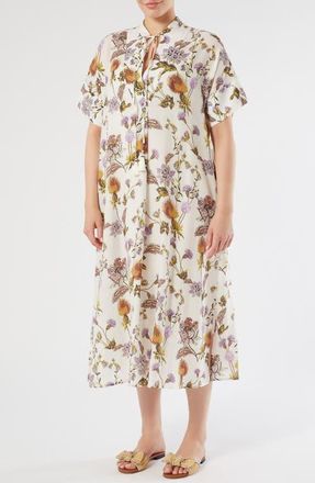 Marina Rinaldi Otto Floral Crepe Dress in White at Nordstrom, Size 12W