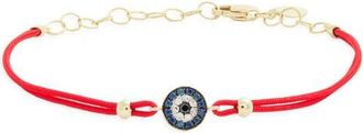 Meira T Sapphire 14k Gold Evil Eye Cord Bracelet in Yellow Gold at Nordstrom, Size 7