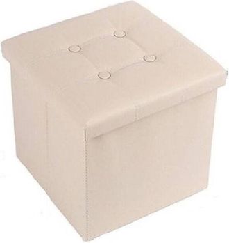 Trade Shop Trade Shop - Pouff Puff Pouf Contenitore Imbottito Portaoggetti Seduta Beige 30x30x30cm 79428