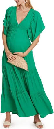 Cache Coeur Claudette Maternity maxi dress in Green at Nordstrom, Size Medium