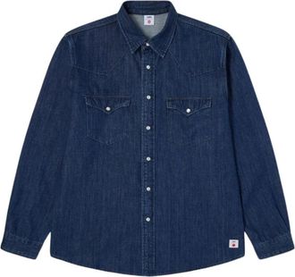 Edwin Denim Western Overhemd met Drukknoopsluiting - Heren - Spijkeroverhemden - Blauw - XL - Denim - Overhemden