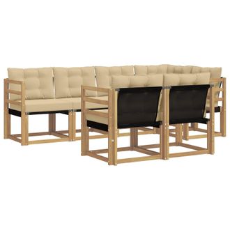 vidaXL Conjunto De Sof&aacute;s De Exterior Con Coj&iacute;n 7 Pcs Y Beige Vidaxl