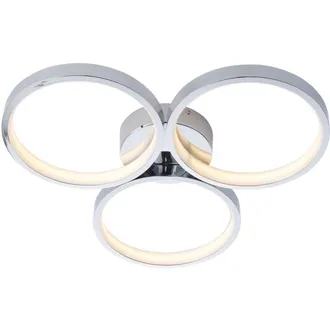 Loops Semi Flush Multi Arm Bathroom Ceiling Light - Chrome Plated & White Diffuser