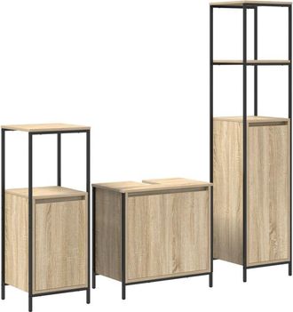 vidaXL Vidaxl - Juego de muebles de baño con estante 3 pcs Roble Sonoma y Negro