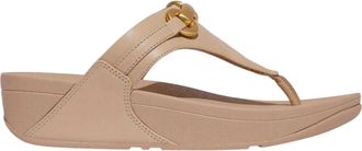 FitFlop Dames-sandalen met platte zool en dikke leren bandjes (Beige)