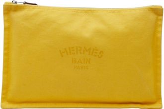 Herm&egrave;s Yellow Canvas Clutch Bag Pouch (Pre-Owned)