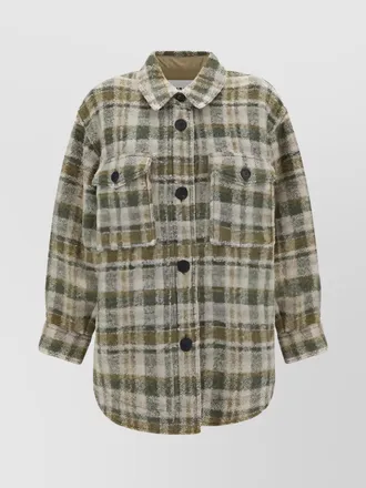 Isabel Marant checked wool blend shirt jacket