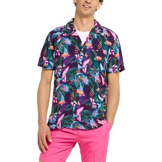 OppoSuits Tropical Jungle Camp Shirt in Purple Multi at Nordstrom, Size X-Large