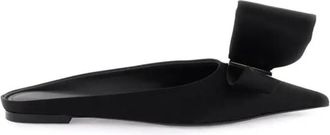 Ferragamo Asymmetric-Bow Satin Mules, Size 5.5 C