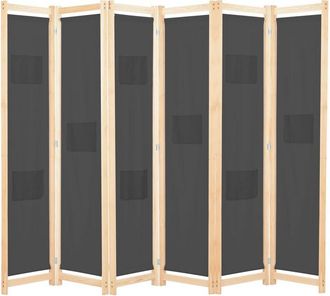 vidaXL Biombo Divisor De 6 Paneles De Tela Gris 240x170x4 Cm Vidaxl