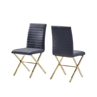 Best Master Furniture Timber 20.5 Faux Leather Dining Chair in Gray (Set of 2)
