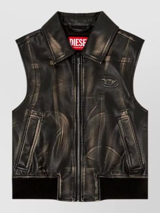 Diesel sleeveless blazer jacket ribbed hem pockets