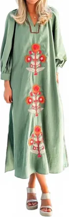 Entro Katy Blockprint Dress In Olive