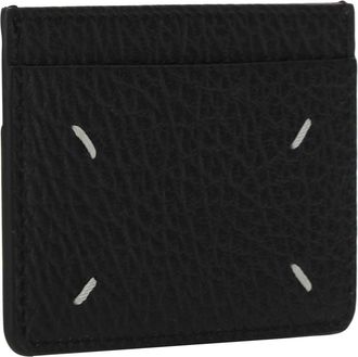 Maison Margiela Womens Card Holder With Stitching Black Calf Leather Bos Taurus Wallet