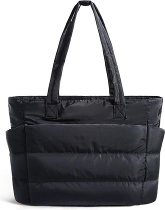 Generic Puffer Tote Bag for Women with Compartments Lightweight Puffy Handbag Large Laptop Purse for Work Travel Gym