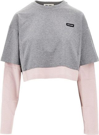 Miu Miu Layering effect cropped T-shirt Woman S