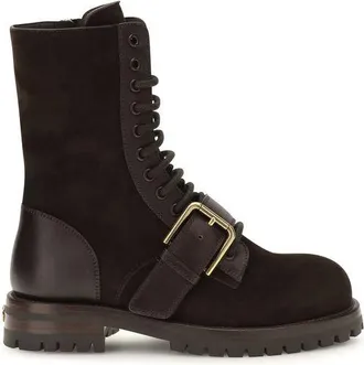 Dolce & Gabbana Black Calf Leather Bos Taurus Lace-Up Womens Boots