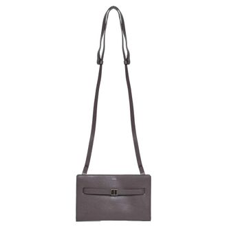 Toteme Tassen, Dames, Grijs, ONE Size, Leer, Leren Crossbodytas met Riem