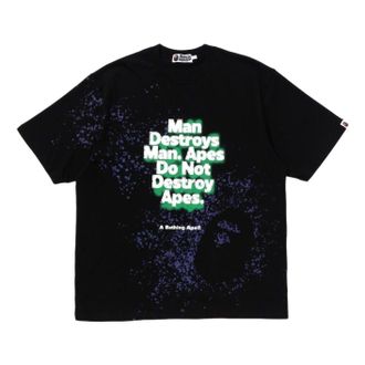 A Bathing Ape Spray Print Slogan Relaxed Fit T-Shirt Black 1K80-109-313-BLK