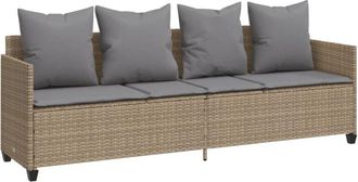 vidaXL Vidaxl - Tumbona Con Cojines Rat&aacute;n Sint&eacute;tico Beige