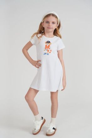 Fragile Bear Print Cotton A-Line Dress in Yellow at Nordstrom, Size 12M