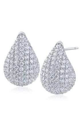 Kenneth Jay Lane Pav&eacute; Teardrop Earrings in Rhodium Plated at Nordstrom
