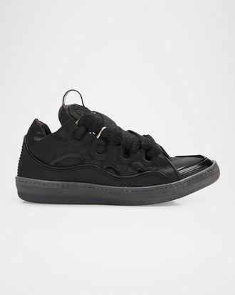 Lanvin Men & apos;s Curb Satin Leather Oversized Sneakers