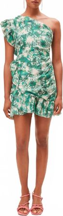 Suncoo One Shoulder Floral Dress In Green