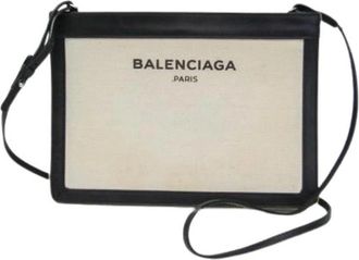 Balenciaga Pre-owned Navy Pochette Schoudertas - unisex - Vintage Schoudertas - Beige - ONE Size - Leer - Vintage