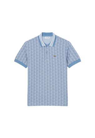 Lacoste Light Blue Monogram Jacquard Polo