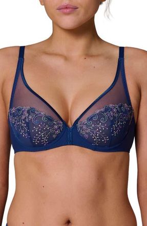 Simone P&eacute;r&egrave;le Delice Sheer Underwire Plunge Bra in Rainbow Blue at Nordstrom, Size 38F