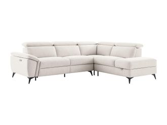 Vente-Unique Sof&aacute; rinconera derecha relax el&eacute;ctrico en tejido jaspeado beige CADILO