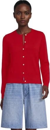 Lands End Fine Gauge Cotton Crew Cardigan Sweater in Compass Red at Nordstrom, Size X-Small
