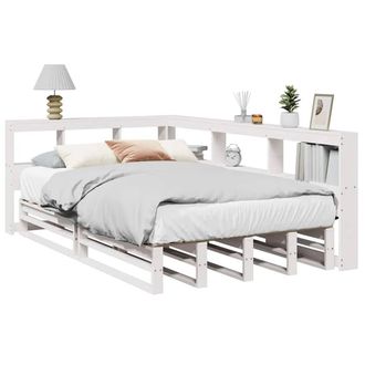 Berkfield Home Bookcase Bed without Mattress White 120x200cm Solid Wood Pine | Size: Small Double