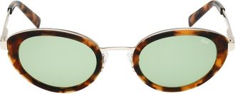 Abercrombie & Fitch 50mm Oval Sunglasses in Dark Havana /Green at Nordstrom