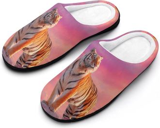 Generic A Majestic Tiger Funny Mens Cotton Slippers Soft Non-Slip Rubber Sole House Slipper Indoor Outdoor