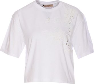 Twin-Set Short Sleeve T-Shirt With Subtle Floral Design