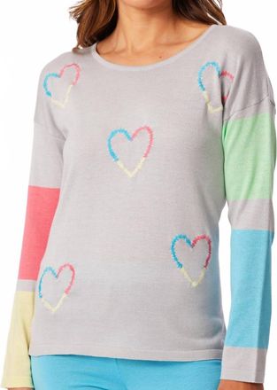 French Kyss Heart Scoop Neck Top In Slate/multi