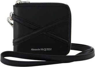 Alexander McQueen Zwarte Leren Rits Portemonnee - Huisband Detail - Heren - Portefeuilles - Zwart - ONE Size - Accessoires