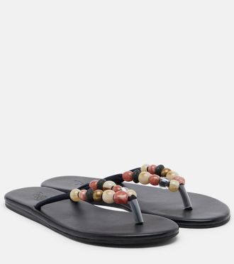 Ancient Greek Sandals Saionara beaded leather thong sandals
