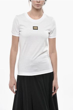 Dolce & Gabbana Cotton Crew-Neck T-Shirt with Front Patch size 36