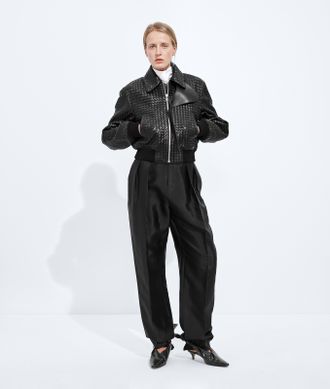 Bottega Veneta Intrecciato Leather Blouson - Black - Women - 40