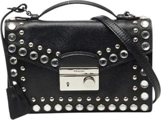 Prada Pre-owned Cross Body Bags, female, Black, Size: ONE SIZE Pre-owned Saffiano Leather 2way Bag