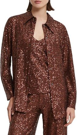 ottod'Ame Sequin Embellished Shirt in Bronze at Nordstrom, Size 44 It
