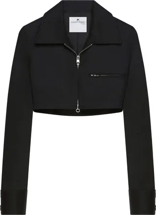 Courrèges logo-embellished cropped jacket - Black