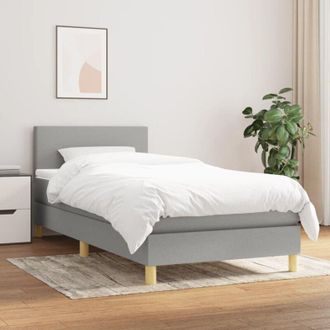 vidaXL Cama Box Spring Con Colch&oacute;n Tela Gris Claro 90x190 Cm Vidaxl