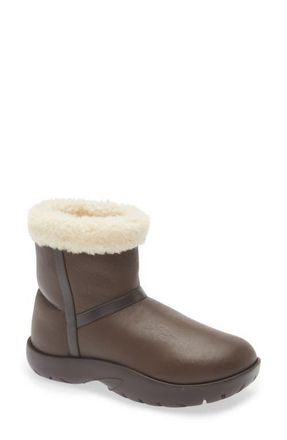 Bottega Veneta Snap Genuine Shearling Bootie in Fondant-White at Nordstrom, Size 11Us