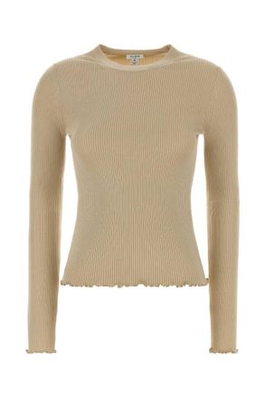 Alaia Beige Textured Crew Neck Top