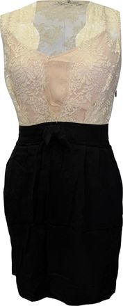 Sandro Sandro Lace Detail Mini Dress in White Viscose