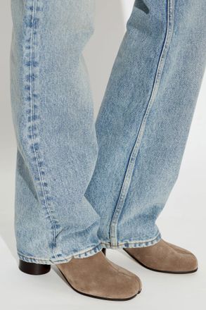 Maison Margiela Suede Heeled Ankle Boots With Tabi Cut-out, Womens, Beige